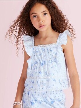 LoveShackFancy x Target Light Blue Floral Ruffle Tank Top for Girls size 12